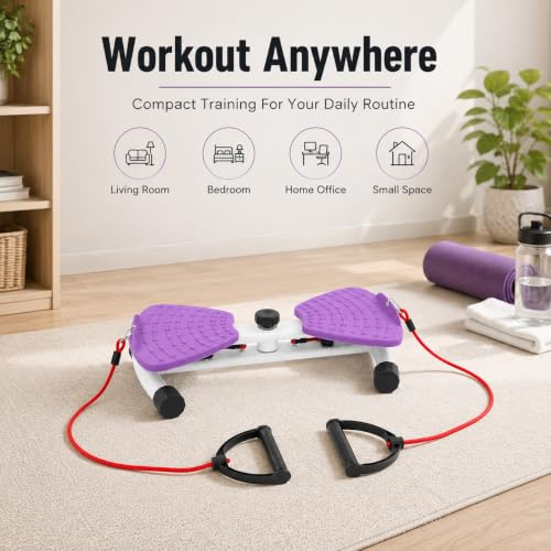 Non-Slip Dual Pedal Waist Twister Exercise Machine - Purple