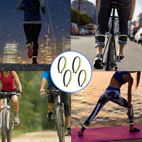 4 Pack High Reflective Cycling Trousers Clips - Fluorescent Green