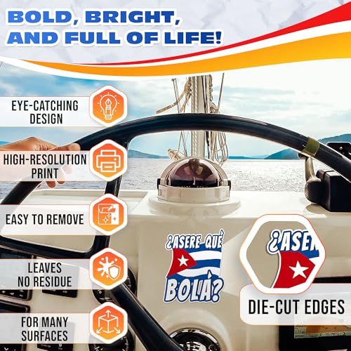 Cuban Flag Stickers - 3 Pcs Vinyl Car Decals - Blue-Red