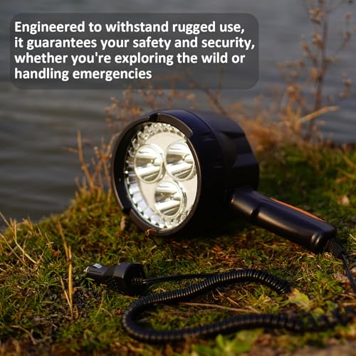 2000 Lumens Handheld Spotlight with Car Charger, LED Flashlight for Camping & Outdoor Activities
