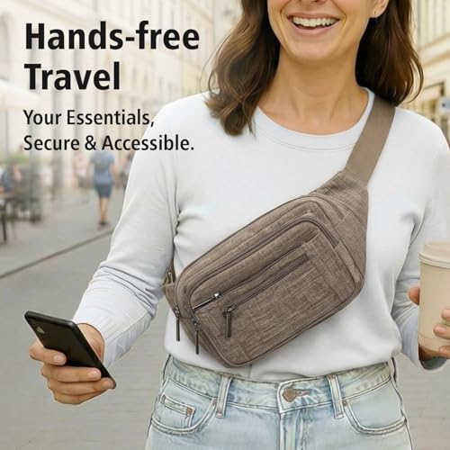 PACKISM A06 Khaki Fanny Pack for Women & Men | Crossbody Travel Waist Bag