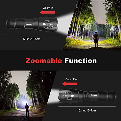 COSOOS Tactical LED Flashlight with Holster, Waterproof, 5-Mode, Zoomable, High Lumens, Emergency & Outdoor Hiking Gear