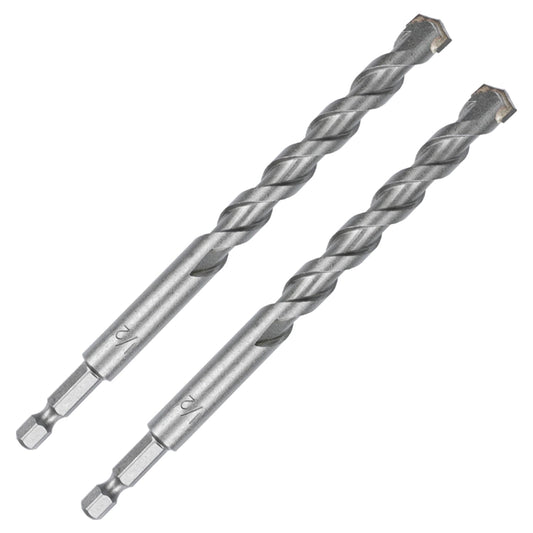 1/2 Inch Masonry Drill Bits (2 Pack - 6" Length Industrial Grade) Carbide Tipped Easily Cuts Through Concrete, Cement, Block, Stone, & More!