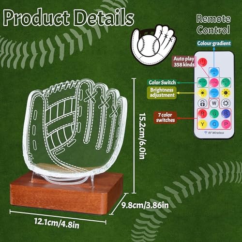Light Up Baseball Glove Display Stand | Acrylic LED Night Lamp