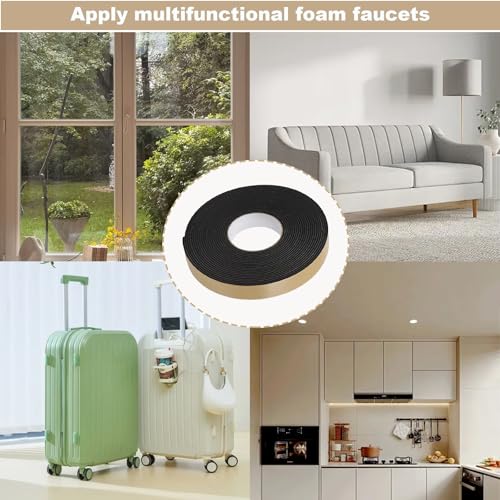 Car Speaker Sealing Tape 3 Rolls 2mm Thick x 10mm Wide x 49ft Black Soundproof Waterproof Insulating Foam Gasket Tape Ideal for Car Speaker Installati...