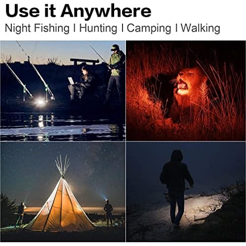 BUYSIGHT Rechargeable Spotlight Flashlight, Hand held Spotlight 800 lumens Waterproof Flashlight Hunting Lamp with red Filter(Black)