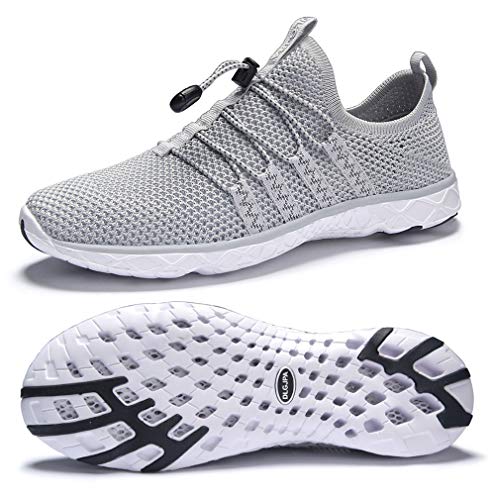 Men's Quick Drying Water Shoes - Lightweight Aqua Walk Shoes 10.5 - Light Grey