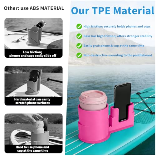 2-in-1 Paddleboard Cup Holder - Pink | Stable Drink & Phone Holder