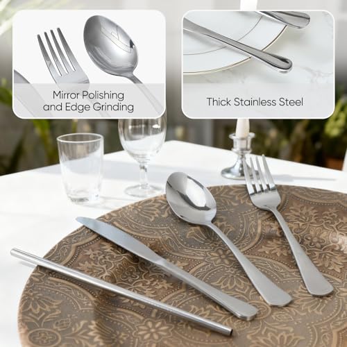 6-Piece Reusable Stainless Steel Travel Camping Utensil Set with Case - Silver