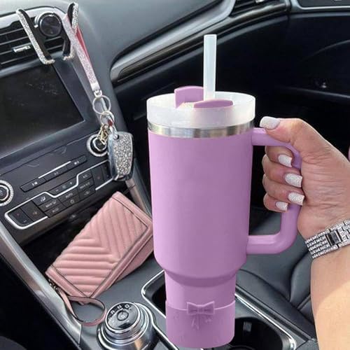 Bows Silicone Water Bottle Boot for Stanley Cup - Lilac