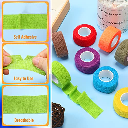 Nuogo 100 Self-Adhesive Bandage Wrap Rolls Bulk 1 Inch x 5 Yards First Aid Sports Pet