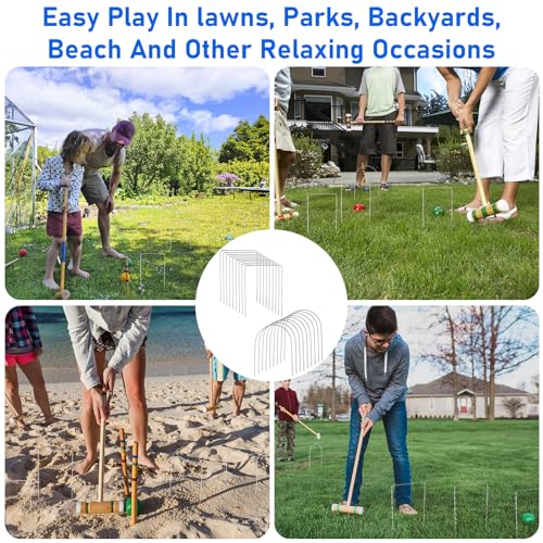18 Pcs Croquet Wickets Replacement Set – 9 Square & 9 Arched Steel Hoops