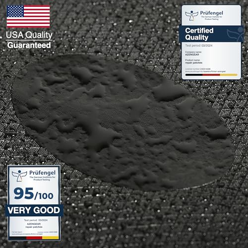Self-Adhesive Repair Patches - Waterproof for Jackets, Tents, Sleeping Bags, Black
