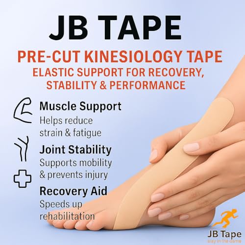 June Bugz Kinesiology Tape Beige Neutral 80 Precut 10-Inch Strips, 4 Rolls