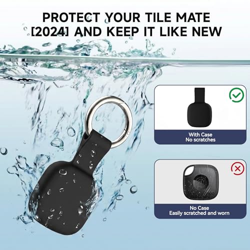 TuoxuGo 4-Pack Silicone Case for Tile Life360 Mate 2024/2022 Tracker - Black