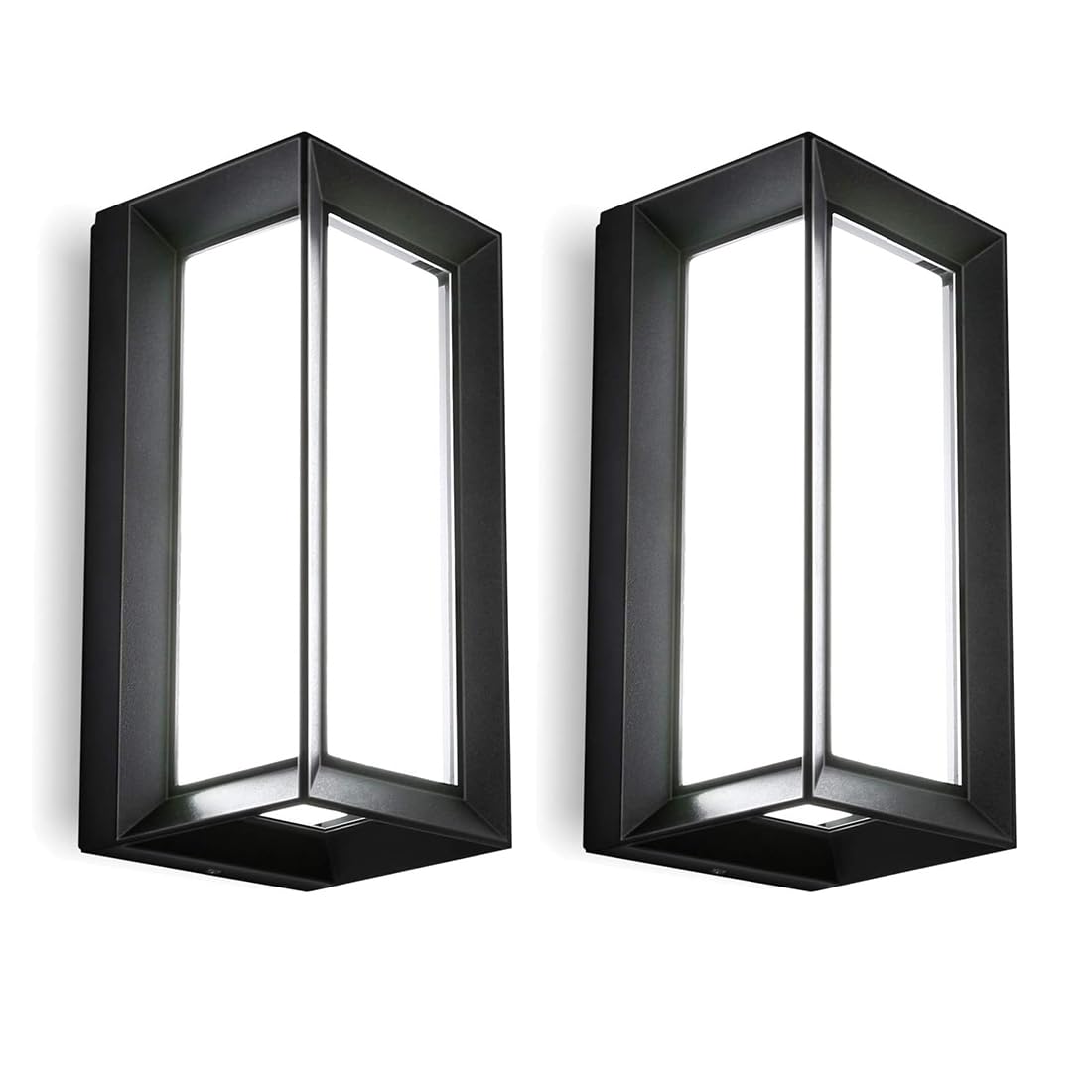 ledmo Outdoor Wall Lights 1800Lm Modern Outdoor Porch Light 6000K Bright Lighting Black Exterior Lighting Fixture Waterproof Christmas Fixture for House,Patio,Garage,Backyard，Hallway (2 Pack)