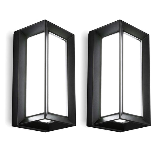 ledmo Outdoor Wall Lights 1800Lm Modern Outdoor Porch Light 6000K Bright Lighting Black Exterior Lighting Fixture Waterproof Christmas Fixture for House,Patio,Garage,Backyard，Hallway (2 Pack)