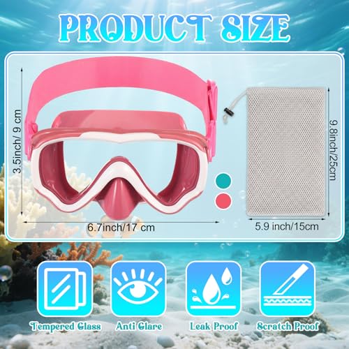 Flutesan Kids Swim Goggles with Nose Cover - Emerald Green / Brick Red (2 Pcs)