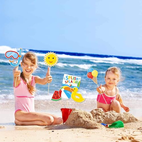 Bessmoso Multicolor Beach Party Centerpiece Table Toppers - 24pcs Fun Summer Decor