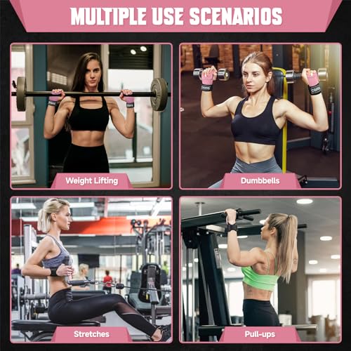 Weightlifting Wrist Straps with Enhanced Grip - Pink