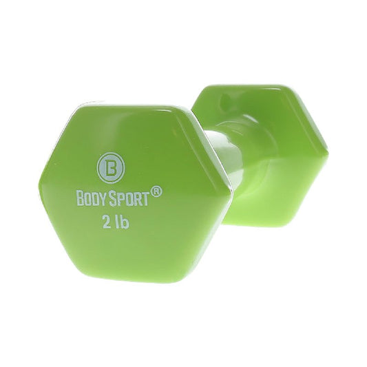 Body Sport Vinyl Coated Dumbbell Hand Weight, 2 Pound, Light Green – Exercise & Fitness Dumbbell for Home Gym Equipment Workouts – Strength Training for Men & Women
