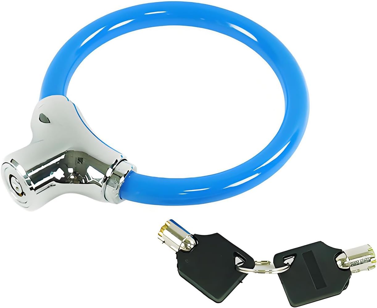 Skiennix Bicycle Cable Lock - Durable Blue Steel Security Lock with Keys for Enhanced Protection