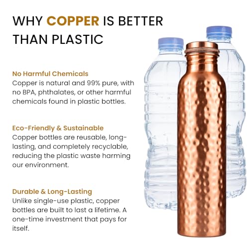 G1 Essentials 34 oz Copper Water Bottle - Handcrafted Leak-Proof Travel Hydration