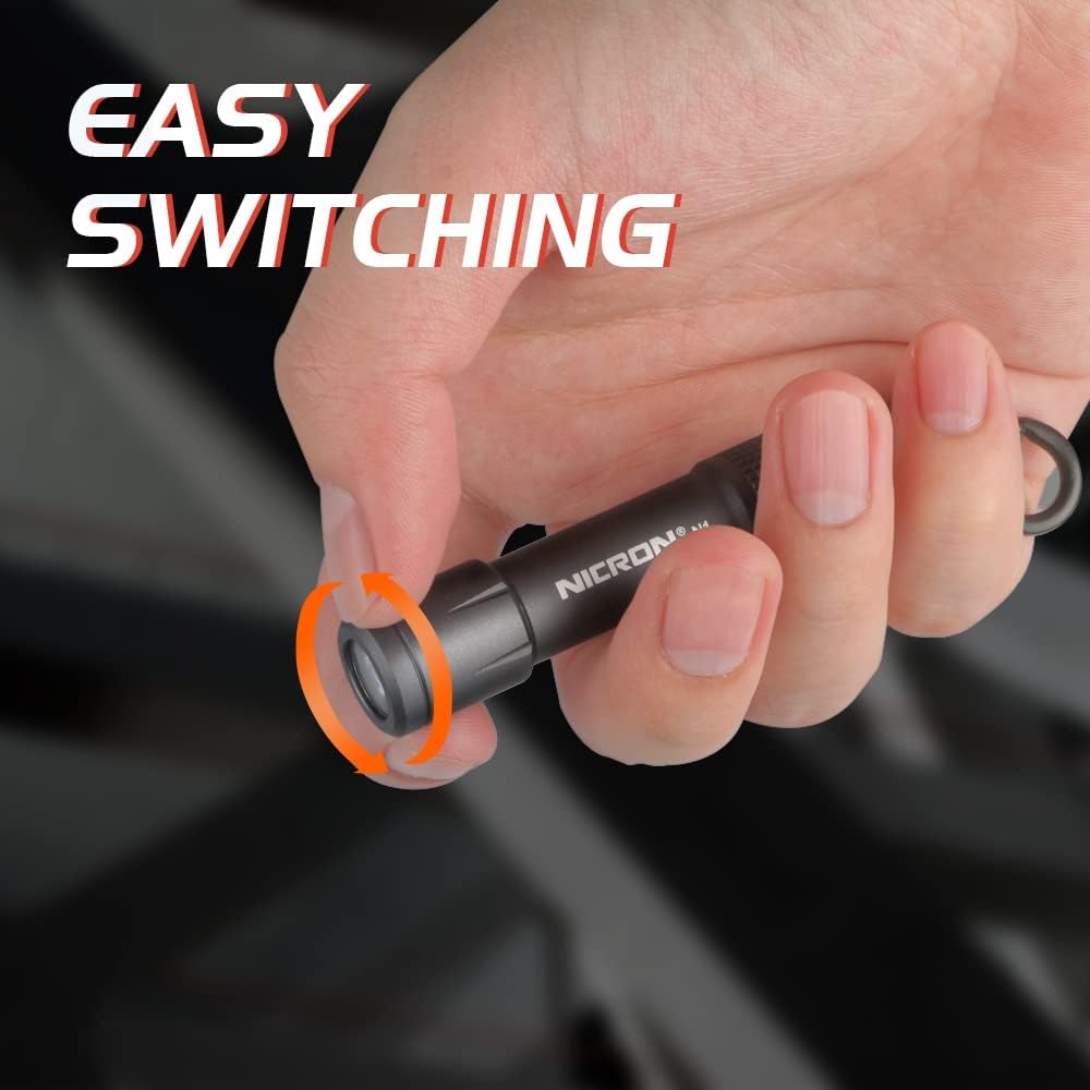NICRON EDC Keychain Flashlight N1 - Mini LED Light | IPX7 Waterproof, Portable Design for Outdoor Use (Grey)