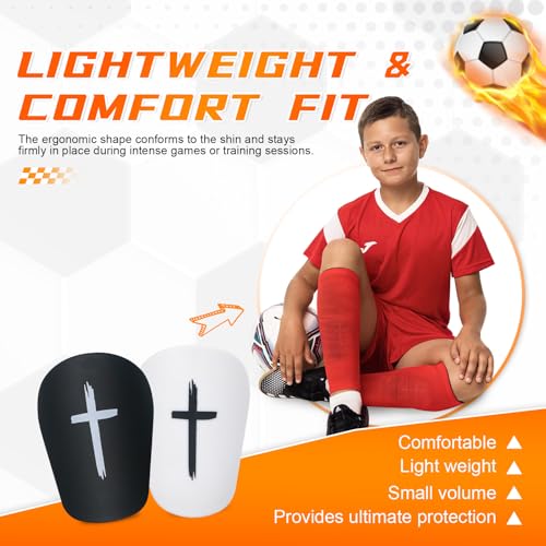 Mini Soccer Shin Guards - Ultra Lightweight 3.15" x 1.97" - 2 Pairs for Kids & Adults