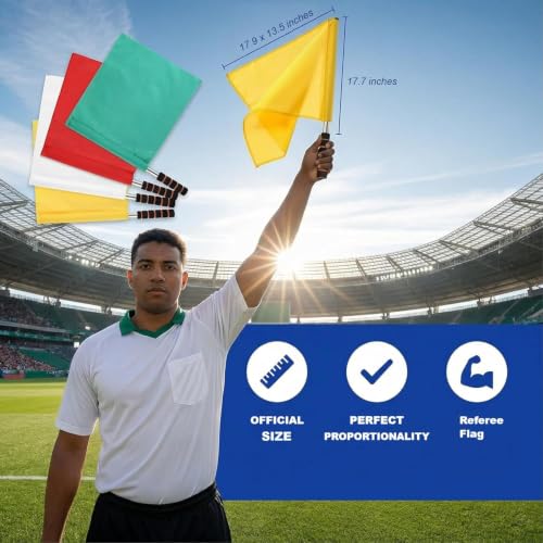 4-Pack Referee Flags with Steel Handles - High Visibility