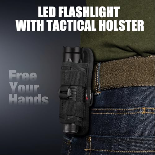 ULTRAFIRE WF-502B Single Mode Flashlight with Holster,1000 Lumen Tactical Flashlight with Duty Belt Holster,Bright Law Enforcement - Police Flashlight(Battery not Included)