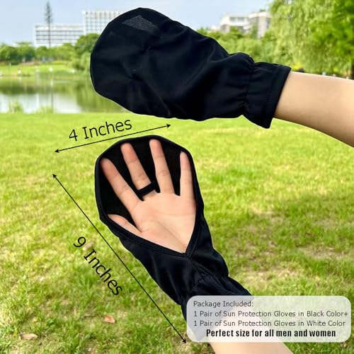 UV Protection Fingerless Gloves for Women - White & Black
