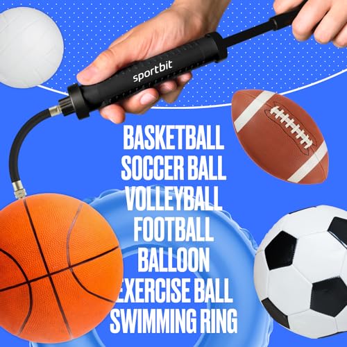 SPORTBIT Black Hand Pump for Basketball Volleyball Soccer Football - Portable & Easy to Use