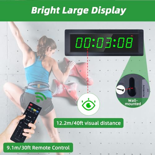 Programmable Gym Timer Clock with Remote Control - Plug-In