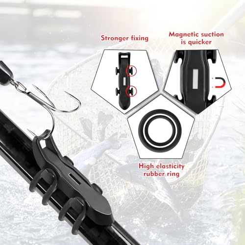 Magnetic Fishing Hook Keeper - 4 Pack with Rubber O-Rings