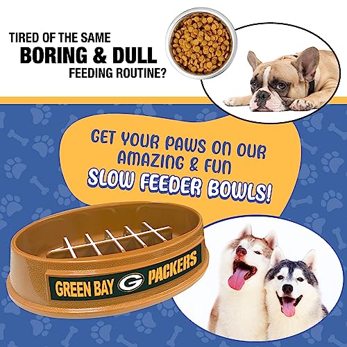 NFL Green Bay Packers Slow Feeder Dog & Cat Bowl - Football Design
