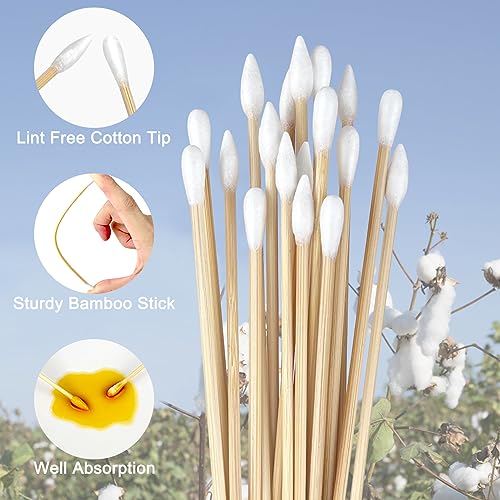 Gun Cleaning Swabs - 200 Pcs Double Round & Pointed Tips, 6 Inch