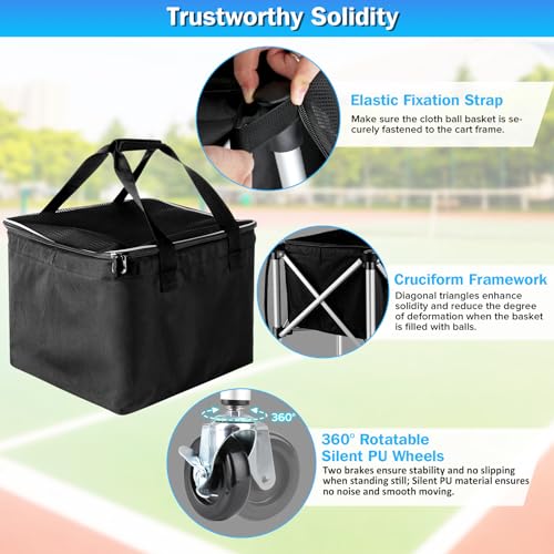 Tennis Ball Cart with 150-Ball Capacity & Silent Wheels