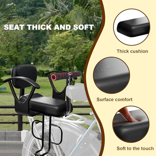 Rear Child Bike Seat - Black, Adjustable Design for Kids 2-8