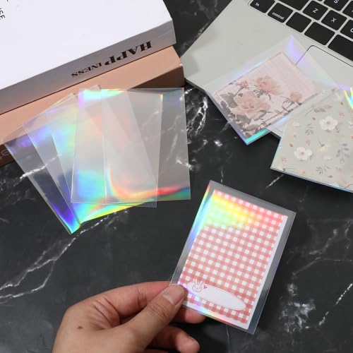 100 Pcs Holographic Card Sleeves - 65x90mm Protective Covers