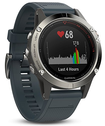 Garmin Fenix 5 Multisport GPS Watch - Silver & Granite Blue Band