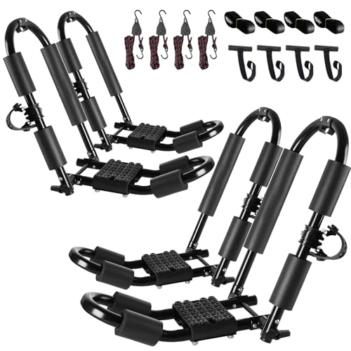 Folding Kayak Roof Rack - 2 Pair J-Bar Carrier for SUV & Truck