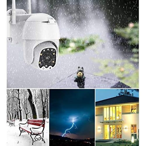 Outdoor PTZ WiFi IP Security Camera 1080P Home Surveillance Camera Pan/Tilt Two-Way Audio Motion Detection Color Night Vision Auto Tracking CamHiPro APP AT-200DW