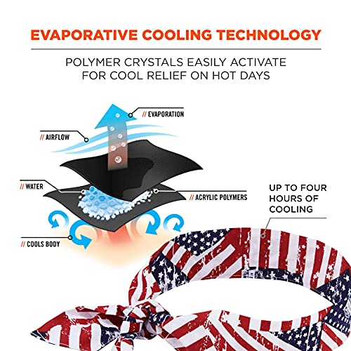 Cooling Bandana - Evaporative Polymer Crystals, Adjustable Fit - Red, White, Blue (Pack of 2)