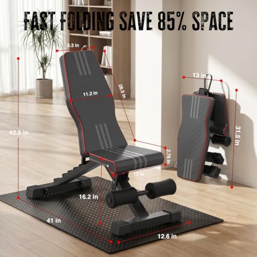 Multi-Function Weight Bench Set - Heavy Duty Adjustable Folding Bench - Black