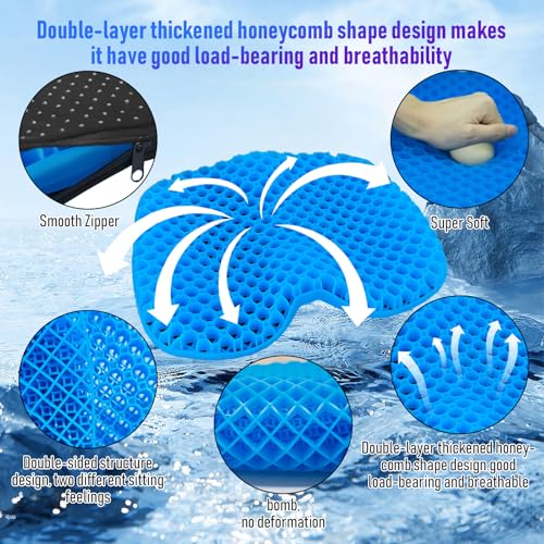 Ohaayoo Blue Kayak Seat Cushion - Thick Gel Anti-Slip Waterproof Sit-On Pad