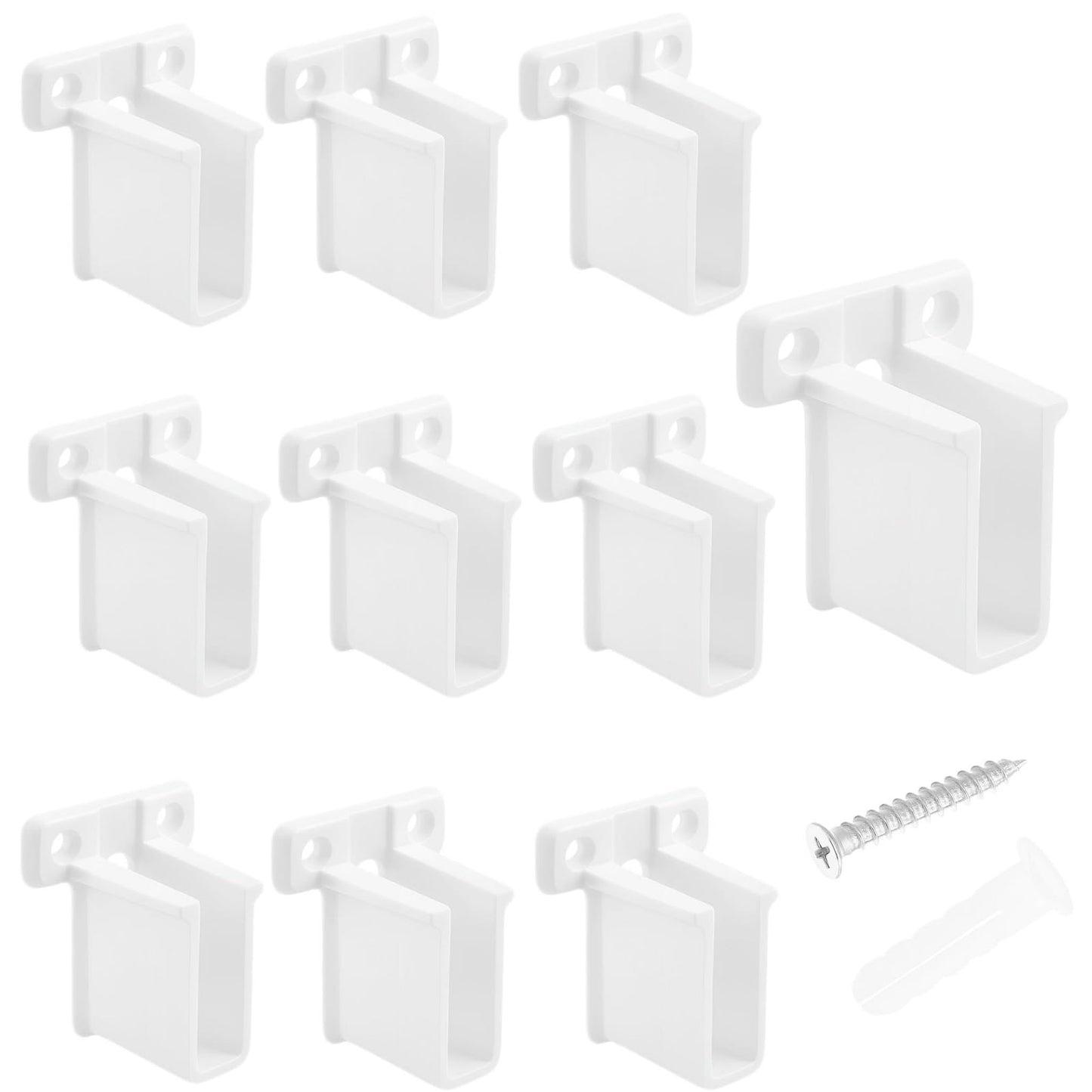 Auaurly 10 PCS Wire Shelf End Bracket for Shelves Closet Wall Mount White Plastic Wire Shelf Support Bracket MP7016 Holder with Installation Fasteners,1/2 Inch Length