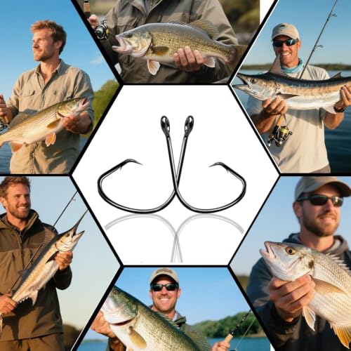 Circle Hooks for Live Bait - Offset Design, 50 Pcs, 4#