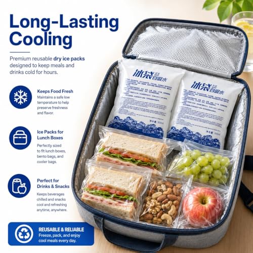 Reusable Dry Ice Packs for Shipping & Lunch Boxes - 35 Pack