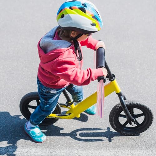 Bike Streamers for Kids - 1 Pair Rainbow Tassel Ribbons - Pink, Purple & White
